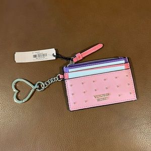 Victoria Secret Pink and Purple Card Holder With Gold Metal